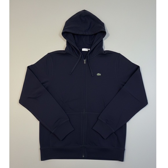 Lacoste Other - Lacoste Mens Full Zip Hoodie Navy Blue Classic Fit‎ Embroidered Croc Sz 8 3XL